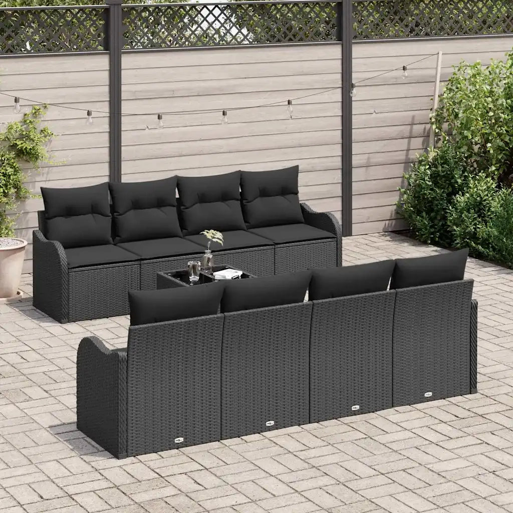 Set Divano da Giardino con cuscino con archiviazione 9 pcs Nero 3354302