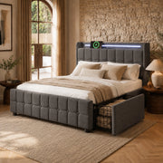 letto imbottito legno grigio 160x200 cm