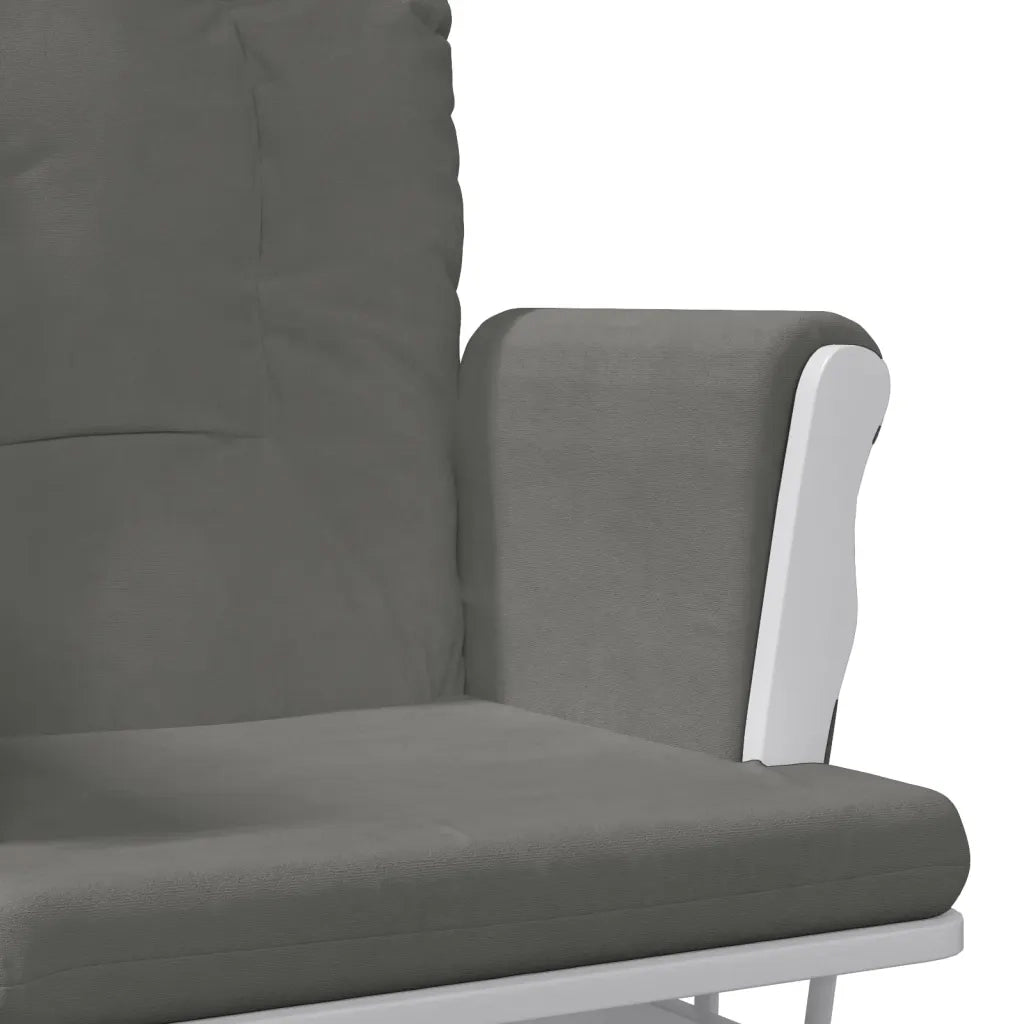 Poltrona Glider con Sgabello-Sedia a dondolo Grigio Scuro in Tessuto 802031