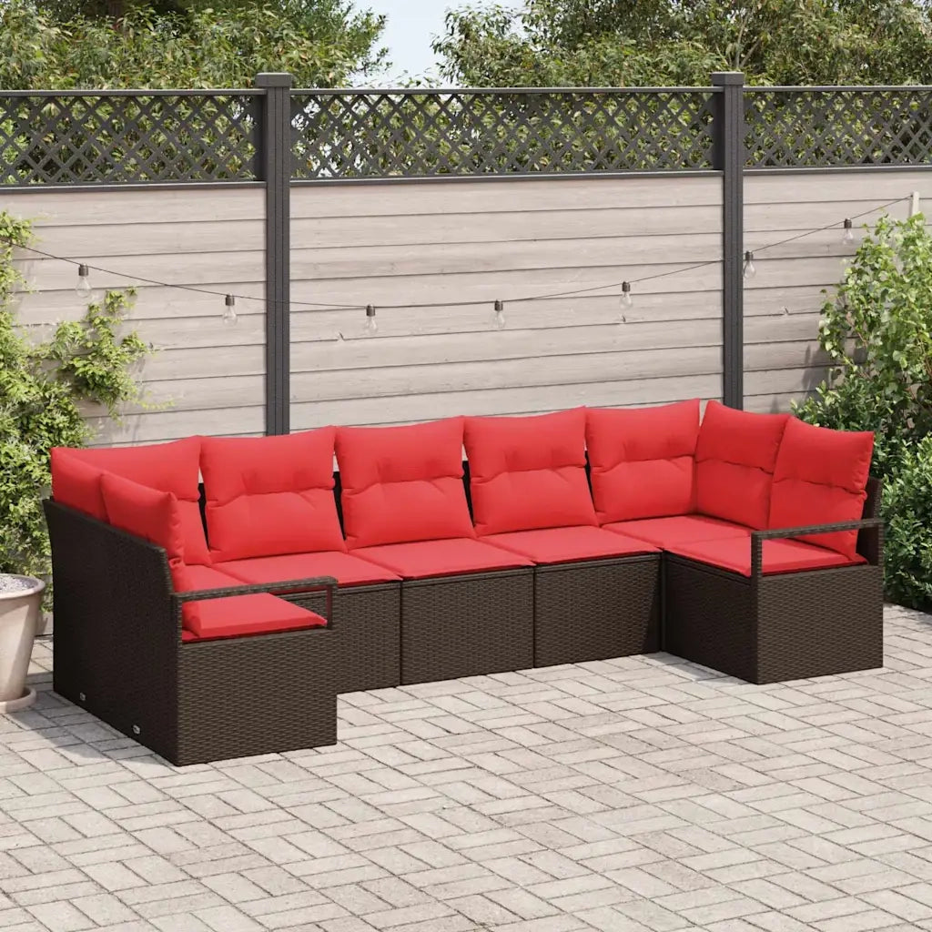 Set di divani con cuscino 7 pcs Marrone polyrattan 3346534