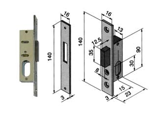 SERRATURA DA INFILARE PER MONTANTI SOLO CATENACCIO 112  mm.15 (11215010)    WELKA