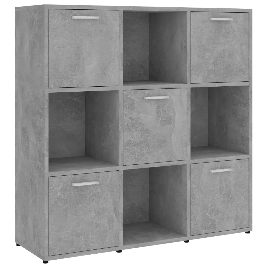 Libreria-Scaffale per Libri-Mobile di Stoccaggio Grigio Cemento 90x30x90 cm in Legno Multistrato