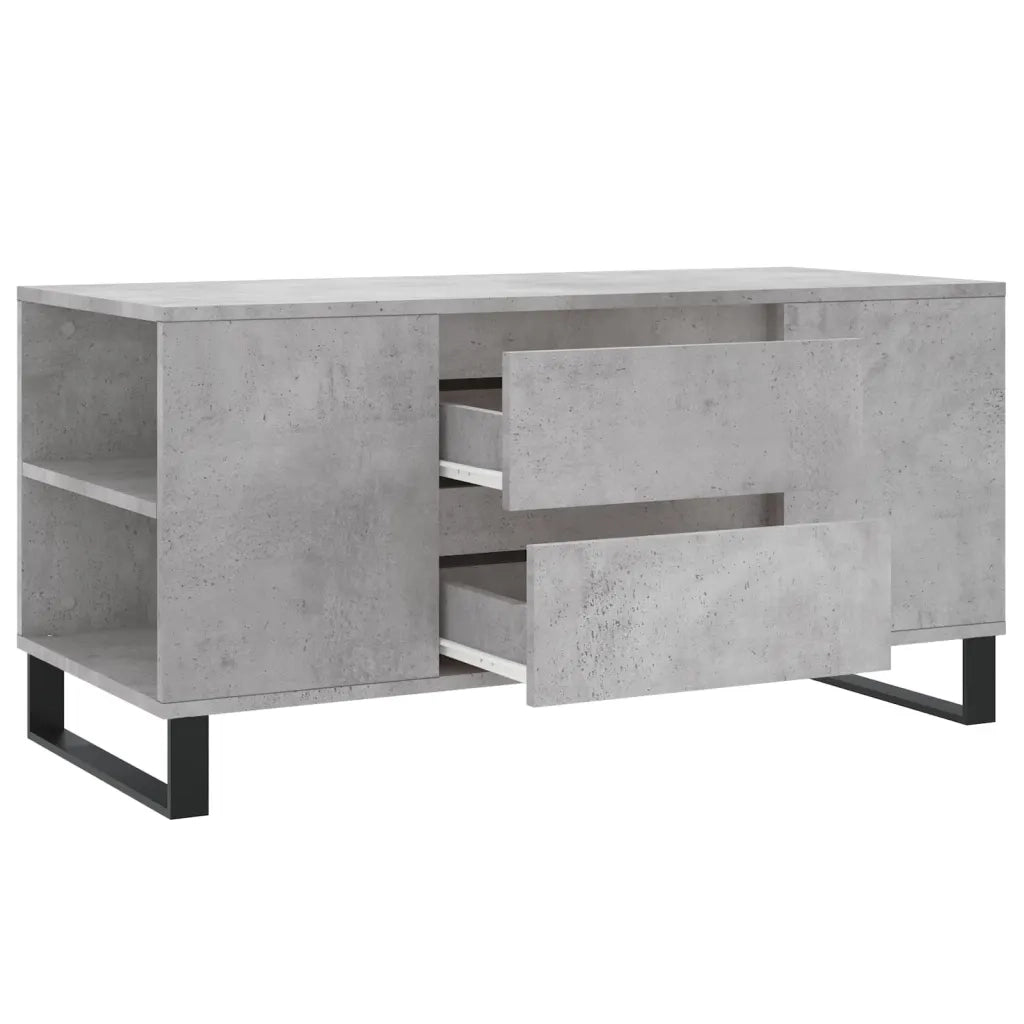 Tavolino Salotto-Tavolino da soggiorno-Tavolo Grigio Cemento 102x44,5x50cm Legno Multistrato 575936