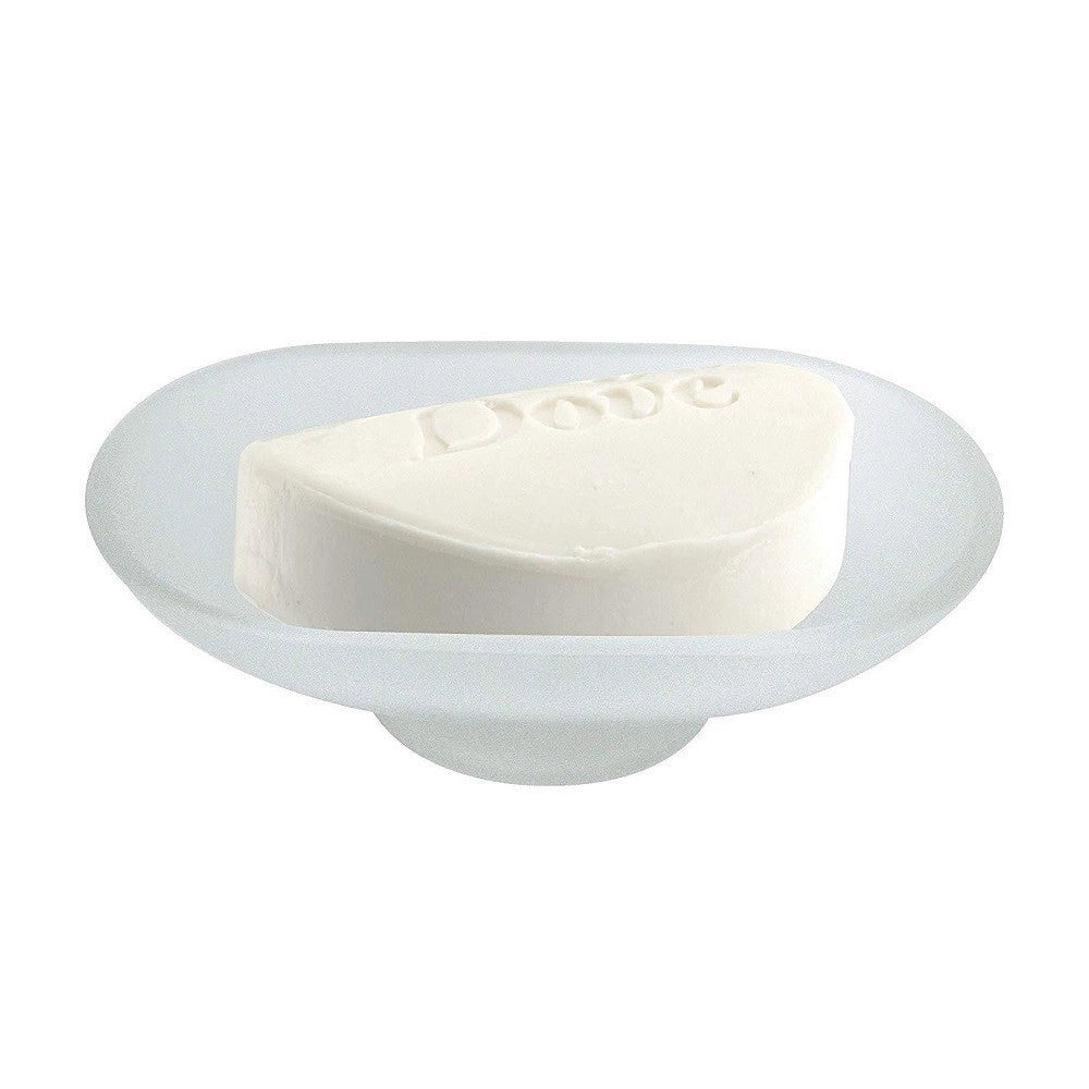 Trade Shop - Piattino Ricambio Porta Sapone Ovale In Vetro Satinato 13cm Bagno Accessori -