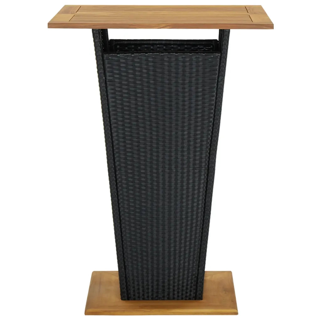 Tavolino da Tè Nero 80x80x110 cm Polyrattan e Massello Acacia 313465