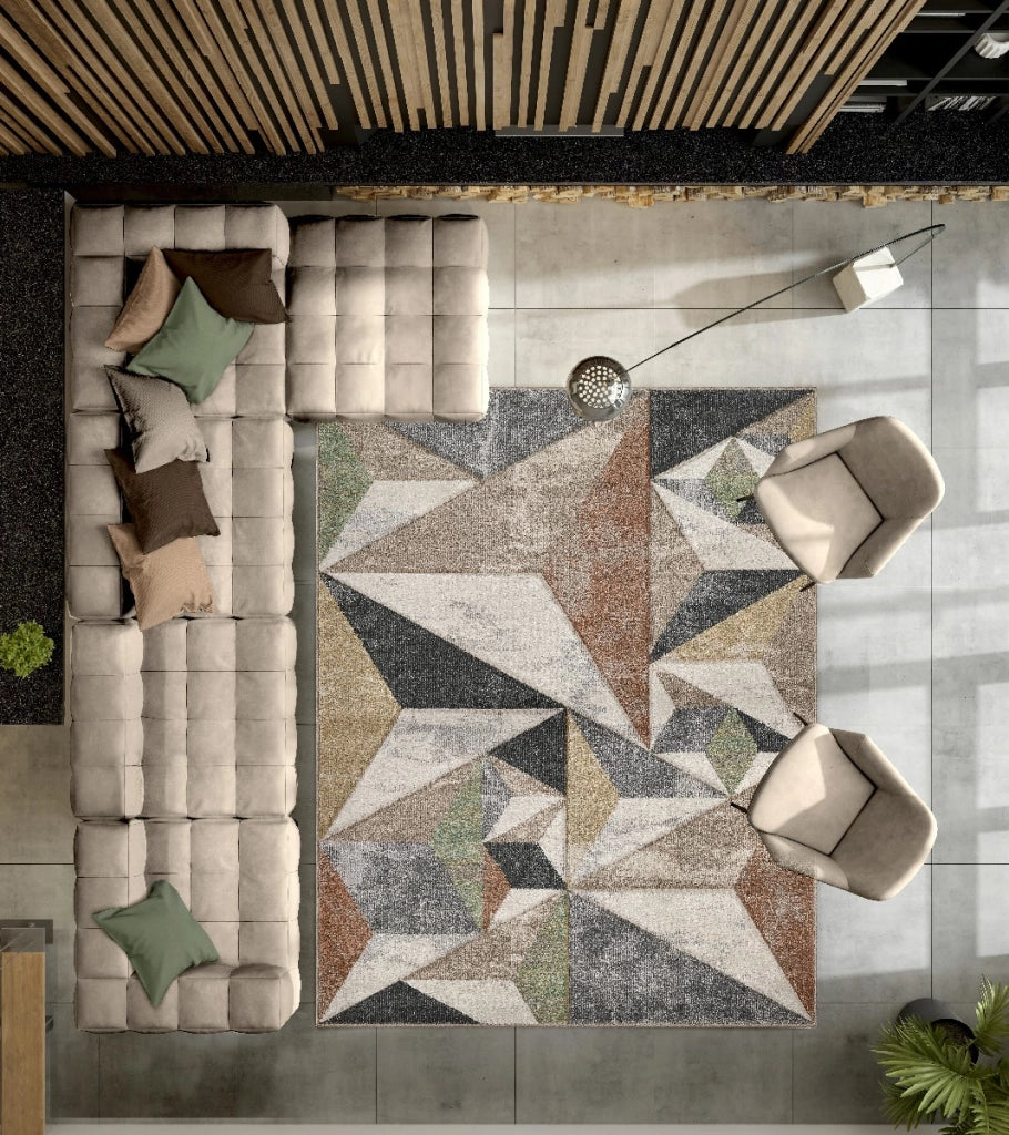 Tappeto FUNNY F8381 grigio beige cm.240x340 design contemporaneo optical effetto 3D