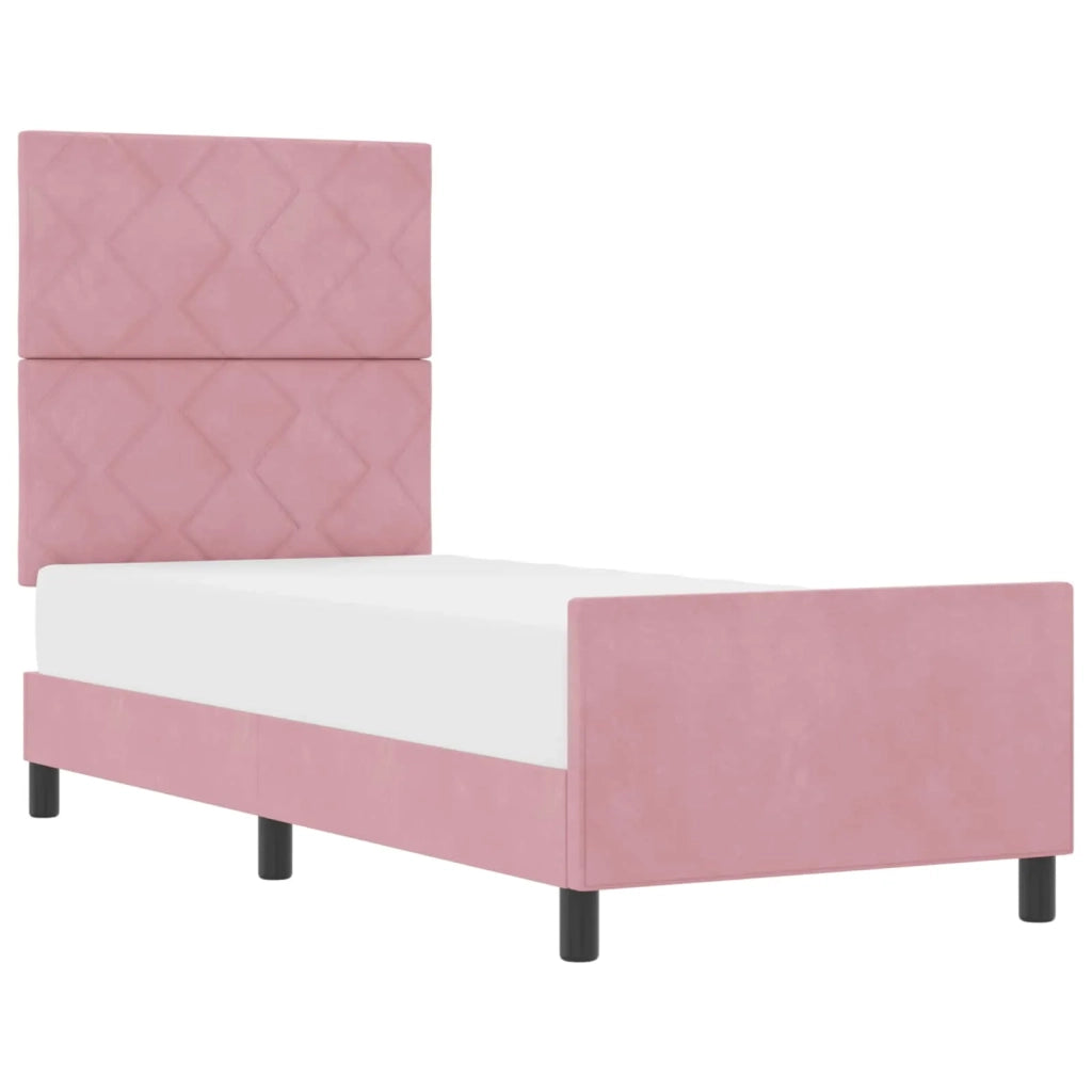 Letto a molle con testiera Rosa 80 x 200 cm Velluto
