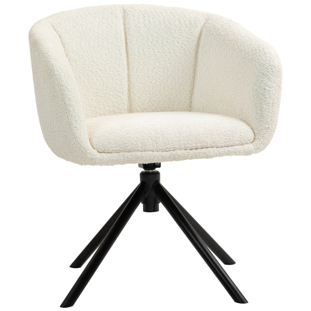 Sedia da pranzo girevole 360¡ã con seduta imbottita ¨C Minimal ¨C 58.5x59x78.5 cm, crema