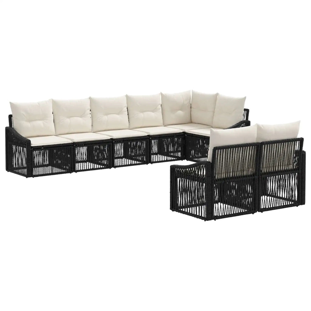 Set Divano da Giardino 8 pz Nero polyrattan 3436066