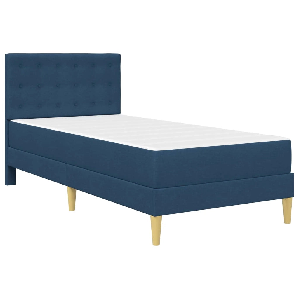 Letto singolo | Letto per adulti | Struttura letto con materasso Blu 90 x 190 cm Tessuto