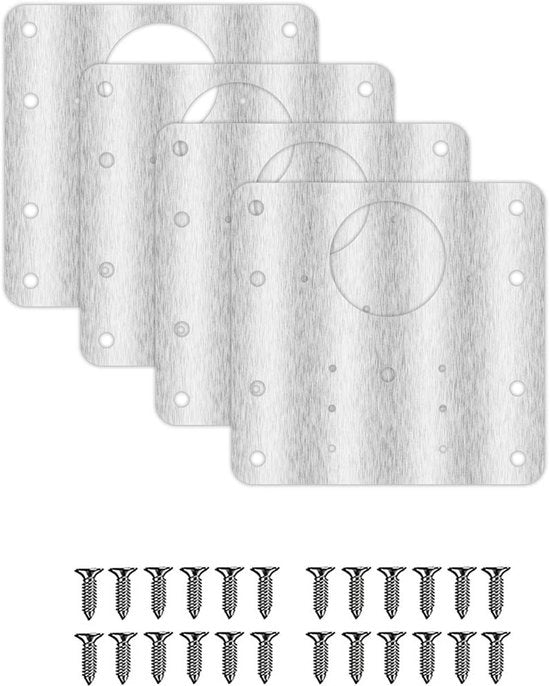 Set di riparazione per cardini in acciaio inossidabile - 4 pezzi - Piastra di cardine - Dimensioni 9 x 9 cm - Spessore 1,5 mm