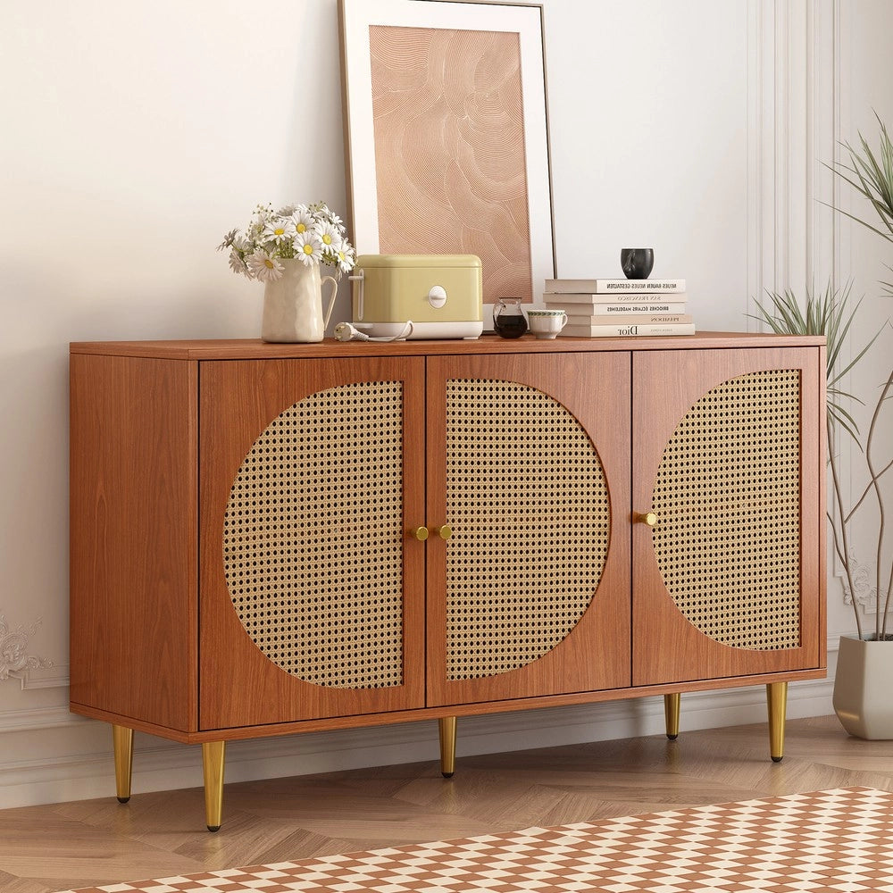 Sideboard in Rattan ¨C MINIMAL ¨C Noce, con Scarpiera