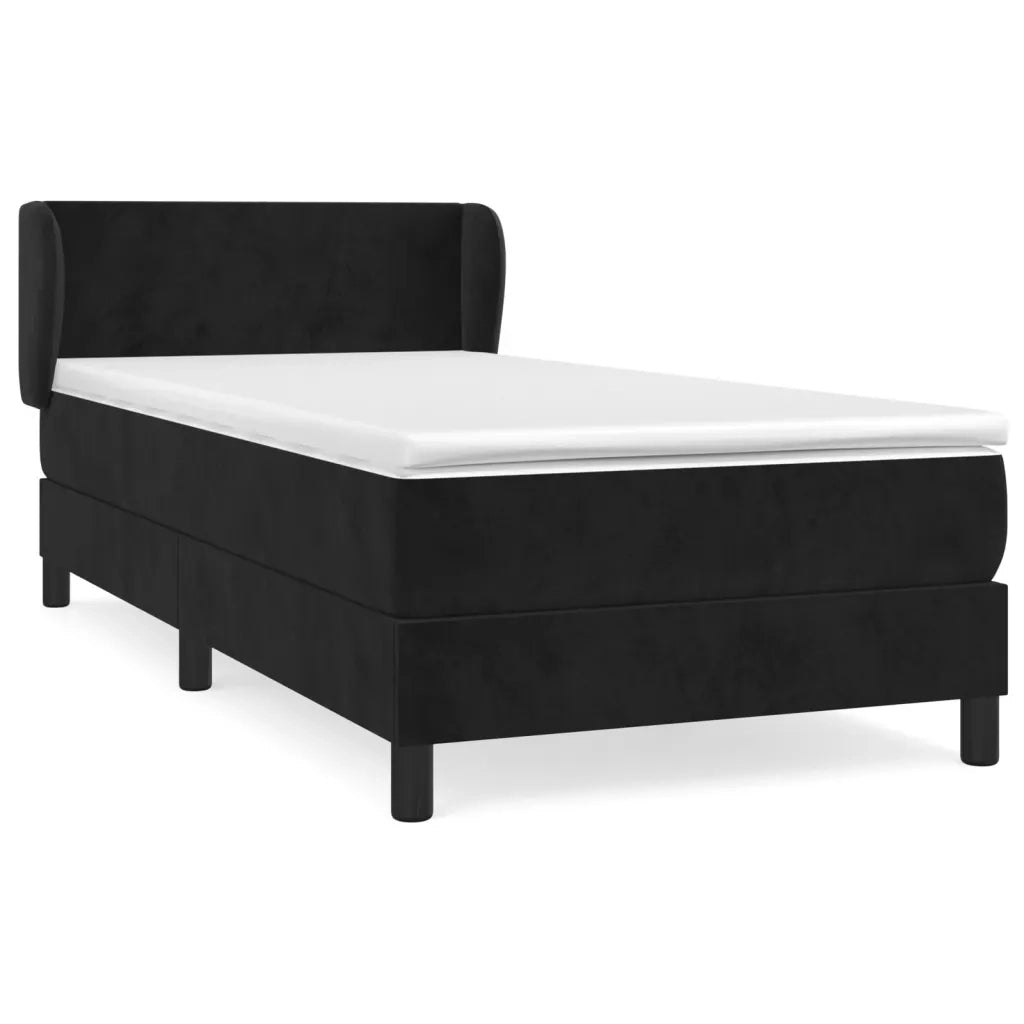 Giroletto a Molle con Materasso-Struttura Letto Nero 80x200 cm in Velluto 969149
