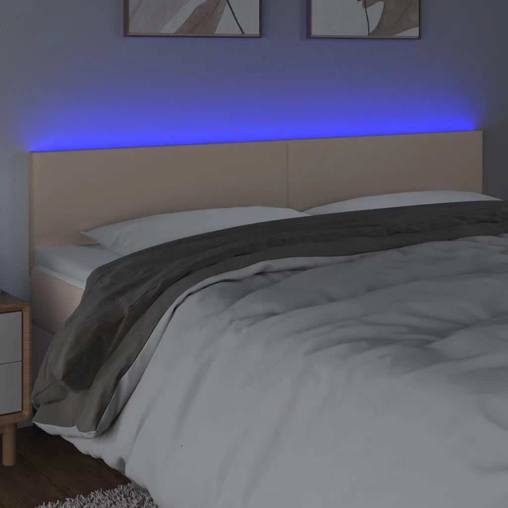 Testiera | Testata Cappuccino a LED 200x5x78/88 cm in Similpelle