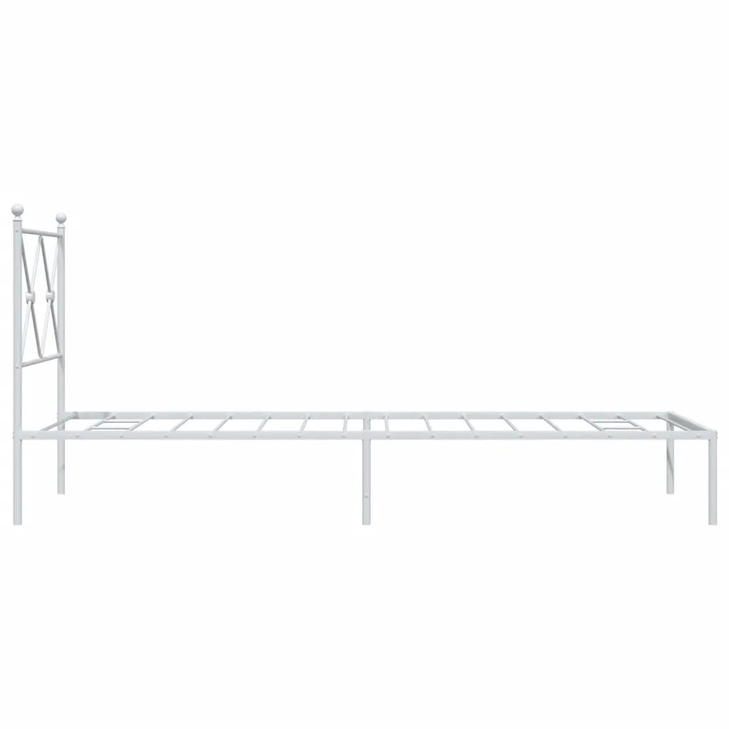 Letto singolo | Letto per adulti | Giroletto con Testiera Metallo Bianco 80x200 cm
