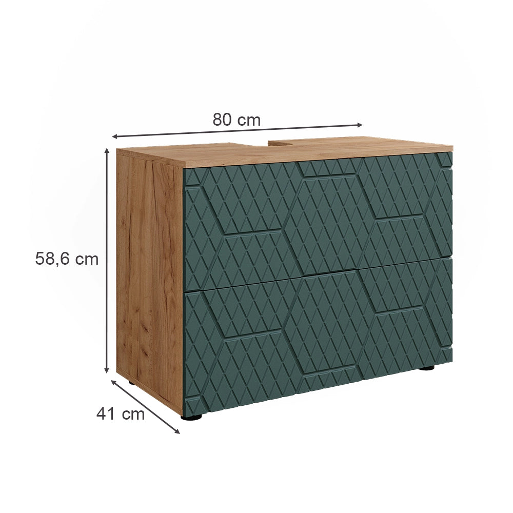 Vicco Mobiletto Verde 41 cm con 2 cassetti