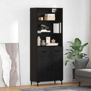 Credenza-Buffet-Armadio da cucina Rovere Nero 69,5 x 34 x 180 cm Legno multistrato 507743