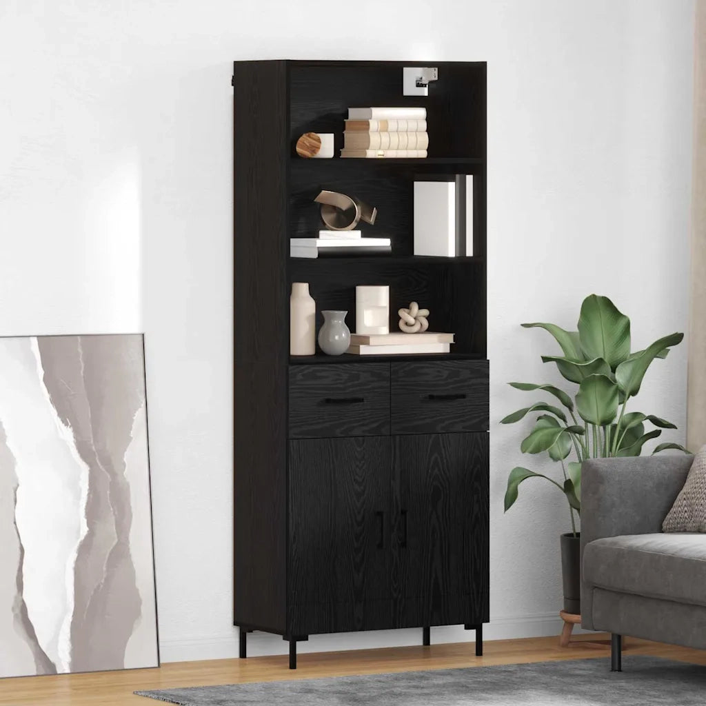Credenza-Buffet-Armadio da cucina Rovere Nero 69,5 x 34 x 180 cm Legno multistrato 507743
