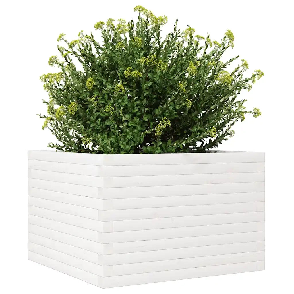 Fioriera da Giardino Bianca 70x70x46 cm Legno Massello di Pino 3282415
