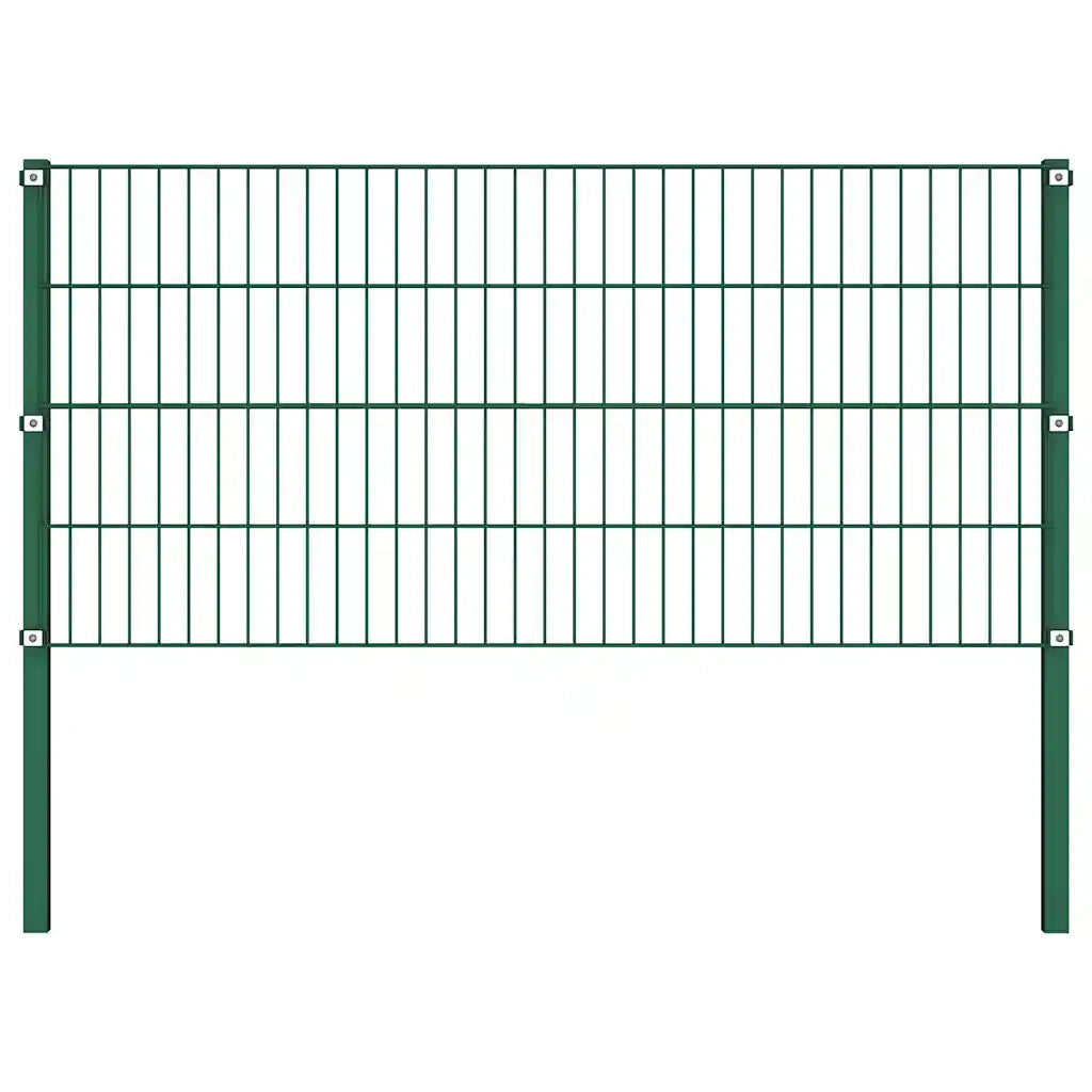 Pannello di recinzione con pali in ferro 349x80 cm verde 278605