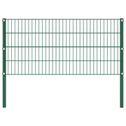 Pannello di recinzione con pali in ferro 349x80 cm verde 278605