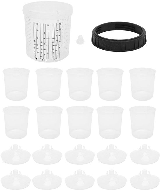 Verfspuit a Miscela 0-600ml - Sistema di Verniciatura Pratico - Adatto per Vernici Autolac - Materiale ABS Premium - Prevenzione di Corrosione e Lecchi - Bicchiere di Miscela Vernici.
