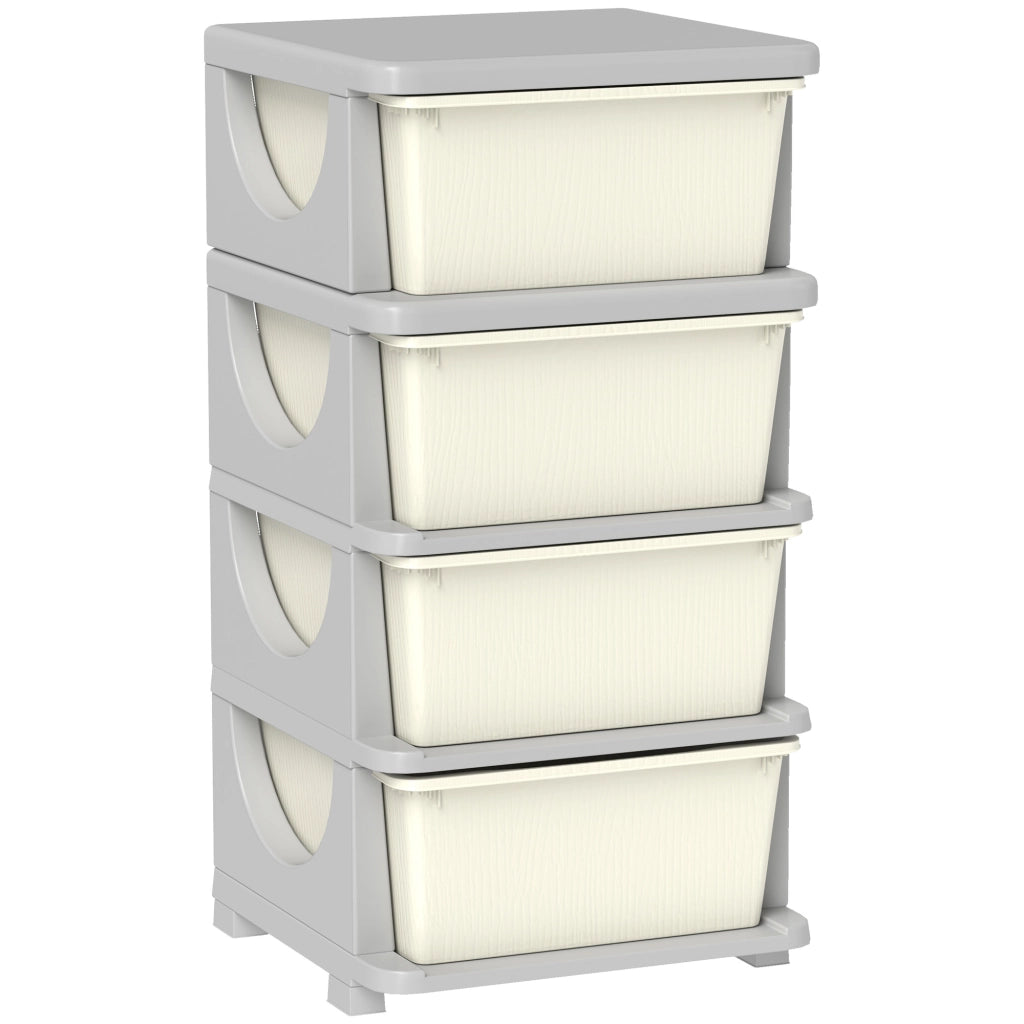 Cassettiera per bambini con 4 cassetti, plastica, crema, 37x37x76 cm ¨C Minimal