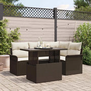 Set Divano da Giardino con cuscino 5 pcs Marrone Poly Rattan 3348274