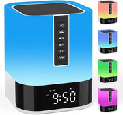 Lampada notturna con sveglia, altoparlante Bluetooth, lampada da camera con LED color cambiabile regolabile, regalo