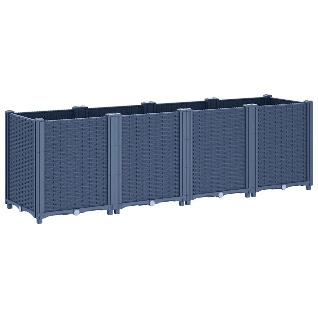 Fioriera da Giardino-Vaso da Esterno-Contenitore per Piante Grigio Blu 160x40x53 cm in PP