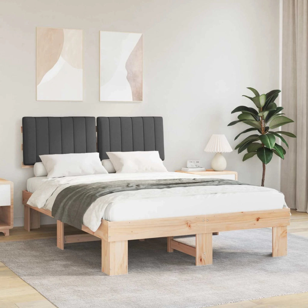 Letto matrimoniale | Letto per adulti | Letto con Testiera Rivestita Grigio scuro 135 x 190 cm