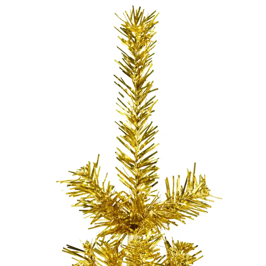 Albero Natale Artificiale Sottile a Metà con Supporto Oro 180cm 344591