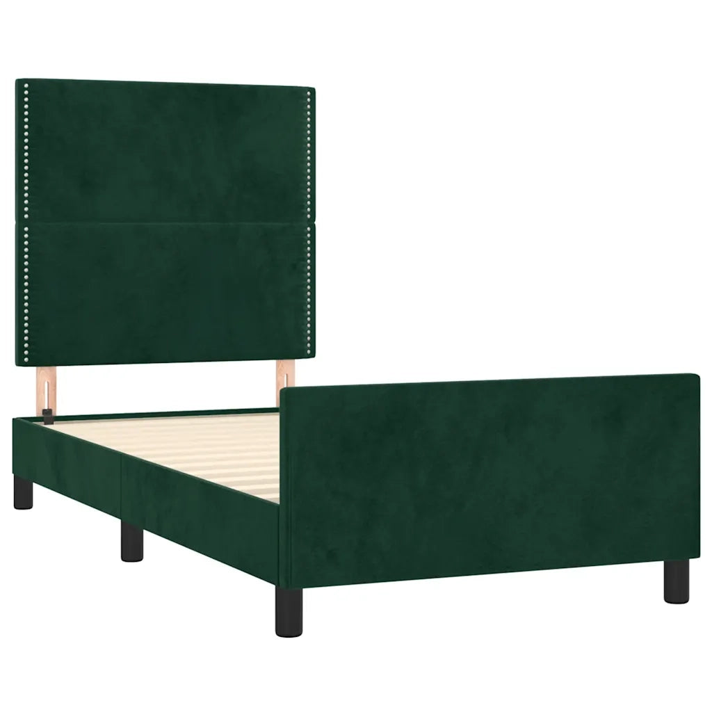 Giroletto senza Materasso Verde Scuro 90x190 cm in Velluto 3125669