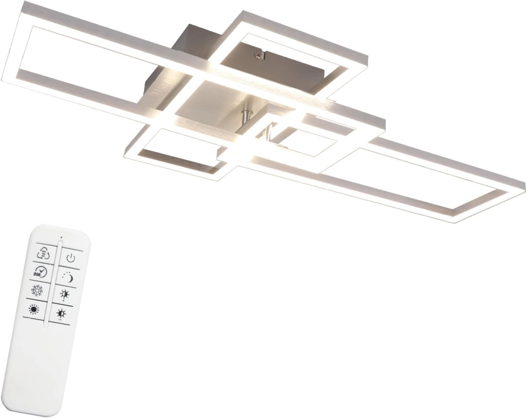 ZMH Lampada da soffitto LED da soffitto per soggiorno 72 cm rettangolare argento dimmerabile 48 W
