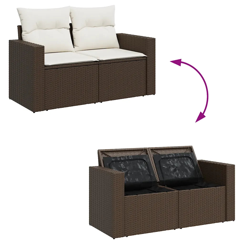 Set Divani da Giardino 9pz con Cuscini Marrone in Polyrattan 3326294