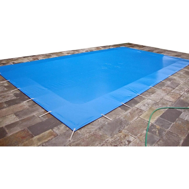 Telo Copertura Piscina 6x8m in PVC 600 gr/mq Blu - Protezione Invernale Antifoglie, Occhielli 25cm Sicurezza Bambini & Antiraggi UV
