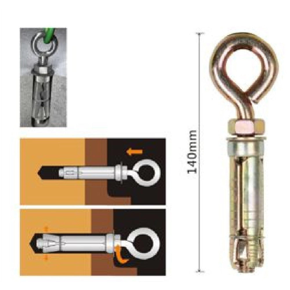 Trade Shop - Tassello Tasselli Metallici Occhiello Bulloni M12x140mm Accessori Minuteria 91051 -