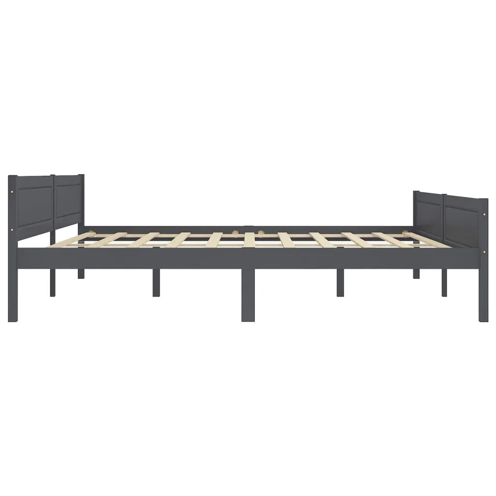 Giroletto senza Materasso-Struttura Letto Legno Massello Pino Grigio 200x200 cm