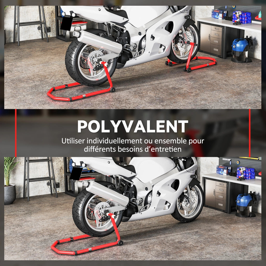 Cavalletto Moto Universale ¨C Xylo ¨C Capacit¨¤ 390kg Anteriore Posteriore Regolabile Rosso