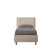BS COM Letto singolo con rete imbottito 90x200 microfibra sabbia