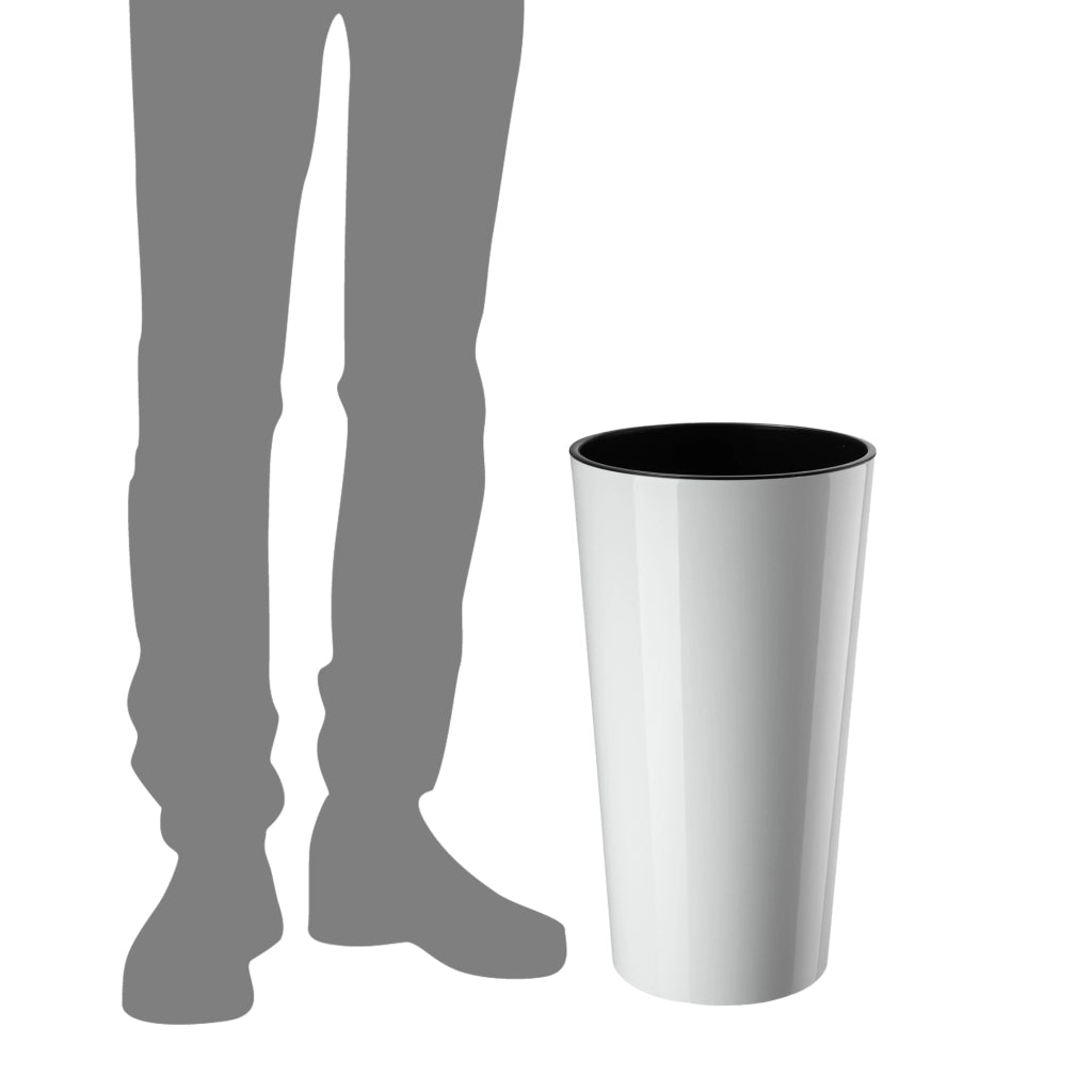 Vaso da fiori KADAX 26 cm con coperchio e inserto, in plastica bianca.