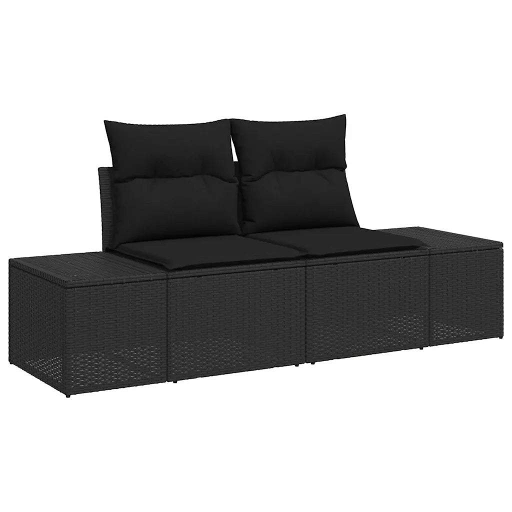 Set Divano da Giardino con cuscino 6 pcs Nero polyrattan 3347203