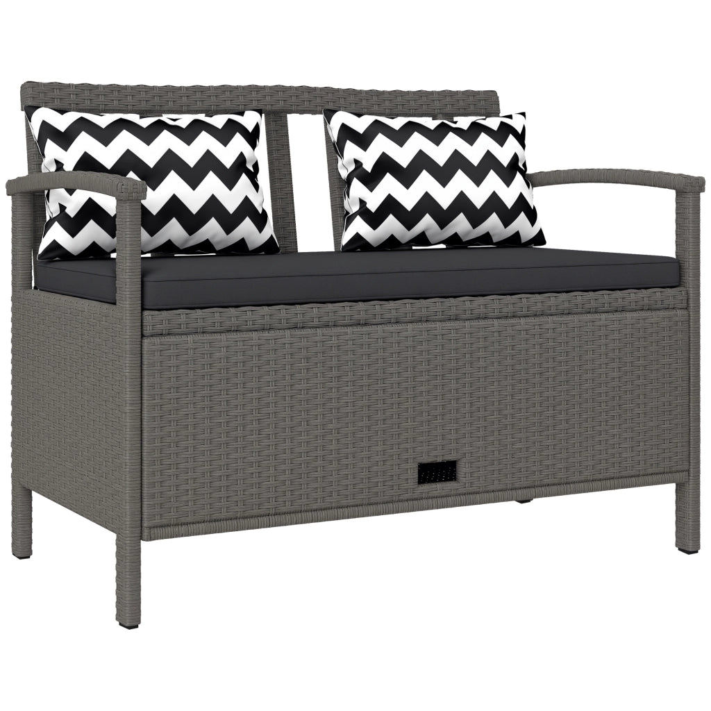 Panca da giardino 2 posti con contenitore ¨C Xylo ¨C polyrattan grigio 112x62x82cm