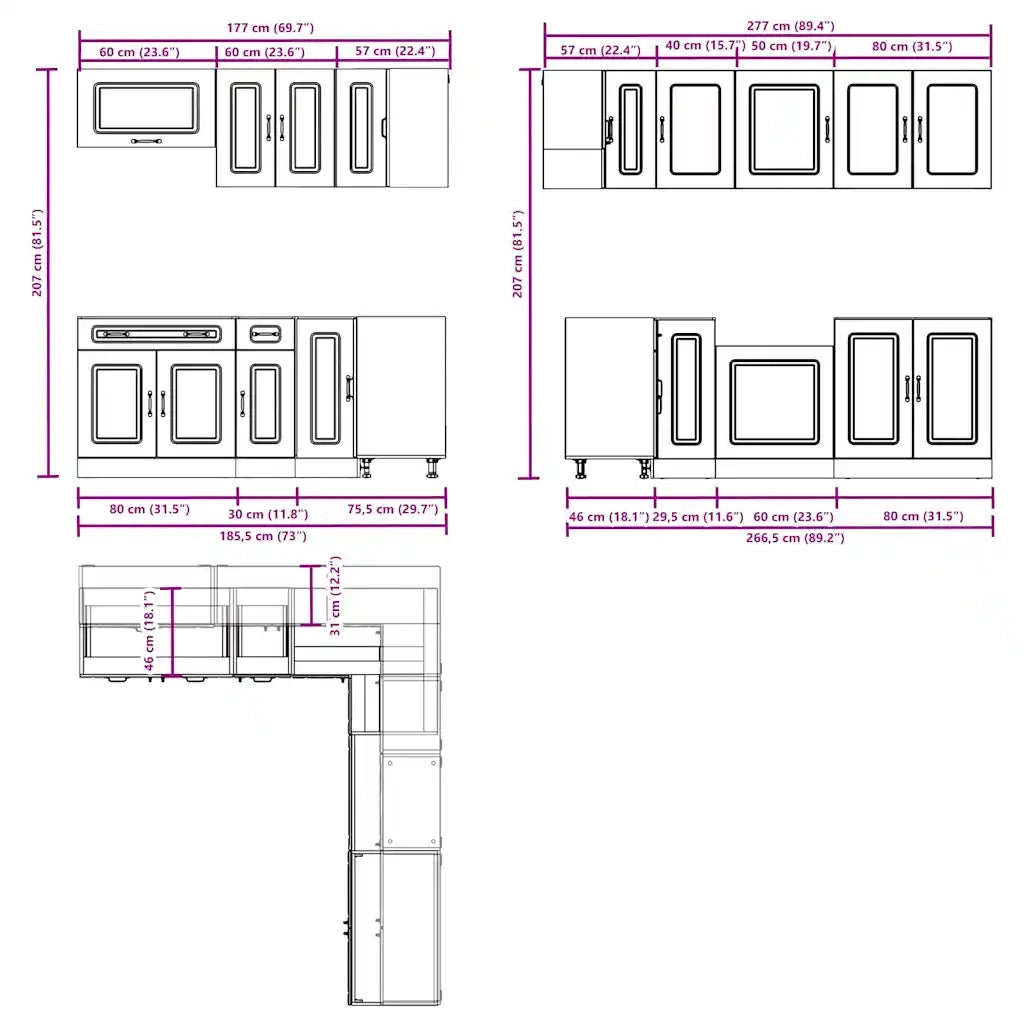 Set Mobili da Cucina 11 pz Kalmar Rovere Artigianale Truciolato 3314920