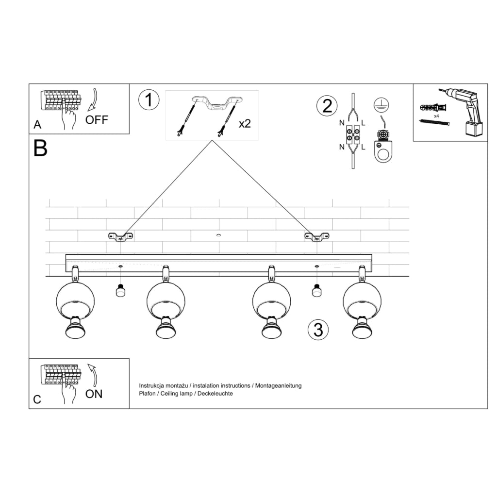 Lampada a soffitto OCULARE 4L bianco