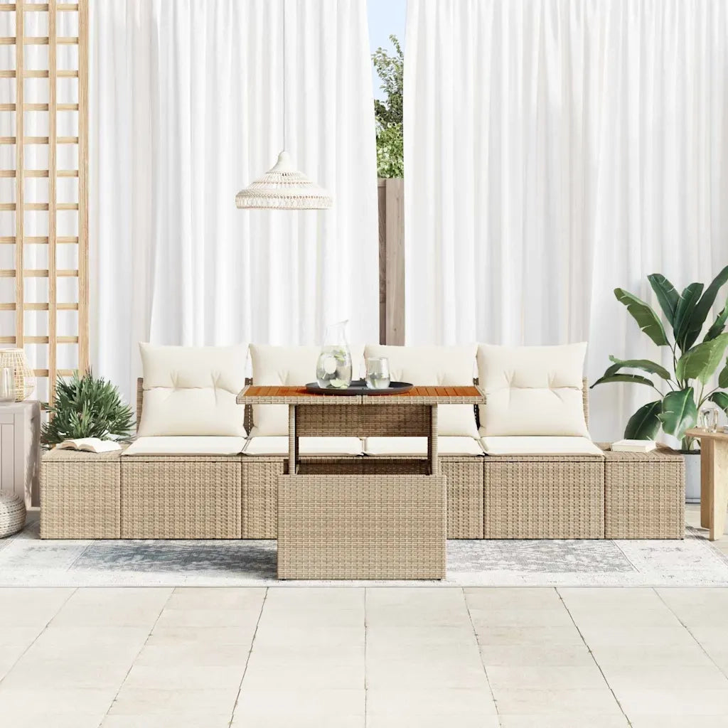 Set Divano da Giardino 5 pcs Beige Poly Rattan 3358633