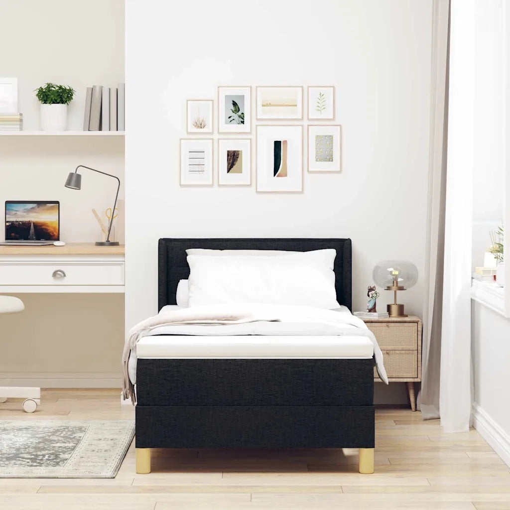 Letto a molle con materasso-Struttura Letto con Materasso Nero 200 x 90 cm Poliestere 595268