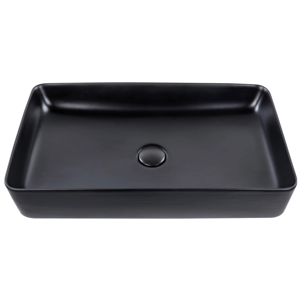 Lavabo da appoggio Nero finitura opaca Ceramica 610 x 350 mm Lavello da bagno rettangolare