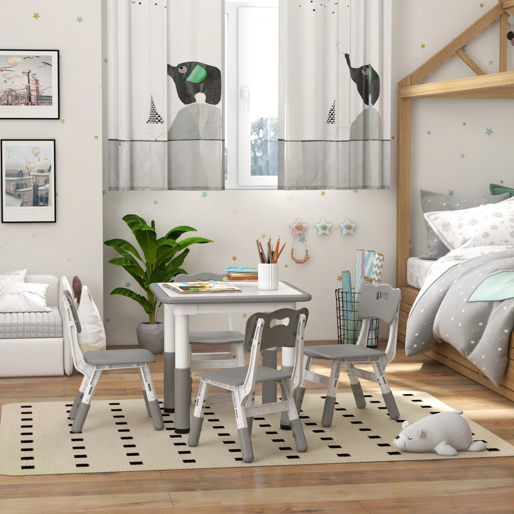 Set tavolo e sedie bambini regolabile ¨C Xylo ¨C 5 pezzi grigio