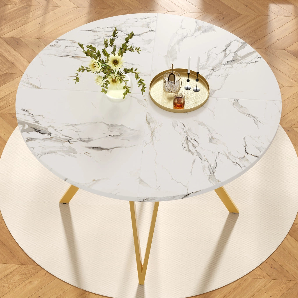 Tavolo da pranzo rotondo (100¡Á100¡Á76 cm), tavolo da pranzo per cucina, tavolino rotondo per 4 persone, adatto per sala da pranzo, soggiorno, eleganti